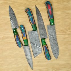 Custom Handmade  Forged Chef Knives Set