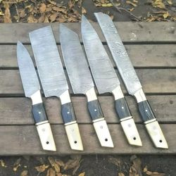 Custom Handmade Forged Acrylic Sheet Chef Knives Set
