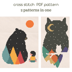 Owl Bear set cross stitch pattern PDF Pattern /76/