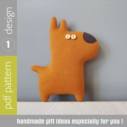 Dog sewing pattern PDF, rag doll tutorial in English, stuffed animal sewing diy