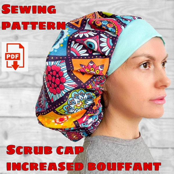 Enlarged Size Scrub Hat Style 3 Bouffant Sewing Pattern, Scr | Inspire Uplift enlarged-size-scrub-hat-style-3-bouffant-sewing-pattern-scr-inspire-uplift