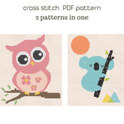 Koala Owl sey cross stitch pattern Instant dowmload /77/