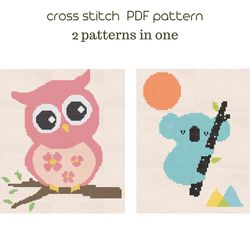 koala owl sey cross stitch pattern instant dowmload /77/