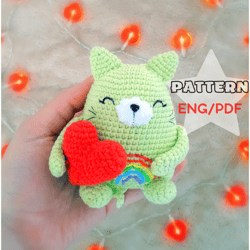 Cat crochet pattern, Valentine's day gift, DIY cat toy, Long distance gift, Cat lover gift, I love you gift,Easy pattern