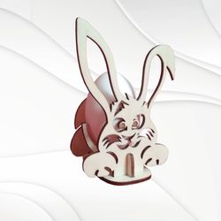 3D puzzles Easter bunny, laser cutting design. Egg holder stand, glowforge svg file. Easter design, laser cut drawing.
