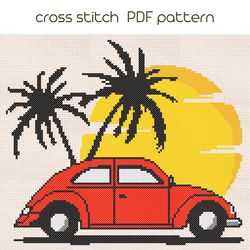 Travel car cross stitch pattern PDF tutorial /80/