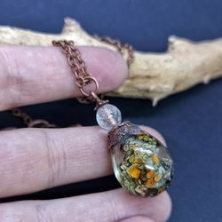 Cottagecore terrarium necklace Necklace with moss and lichens
