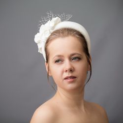 Simple wedding headband, bridal headband, bridal hairband, wedding hairband, padded velvet headband