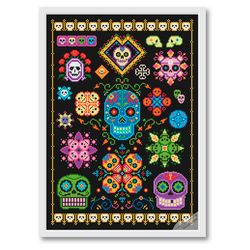 halloween cross stitch pattern skulls sampler
