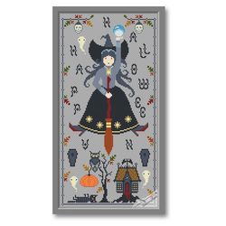 halloween cross stitch pattern skulls sampler 7