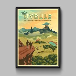 Visit Hyrule vintage travel poster, digital download