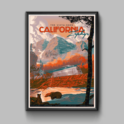 california vintage travel poster, digital download