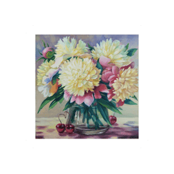 Peonies with Cherries Painting On Canvas Art Still Life Oil