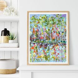 birch tree painting landscape original art abstract oil painting tree artwork