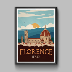 Italy vintage travel poster, Florence travel poster, digital download