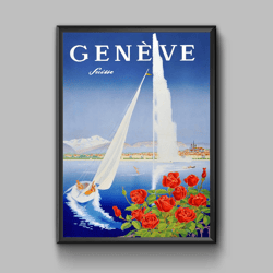 geneve vintage travel poster, digital download