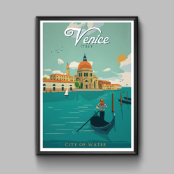 Venice vintage travel poster, digital download