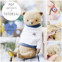 Teddy bear step by step pattern and tutorial, 20 cm