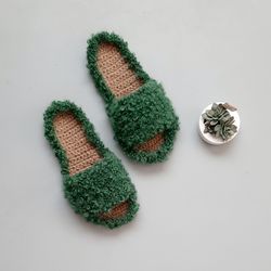 custom slippers new 2022! emerald green sliders - fuzzy slippers women