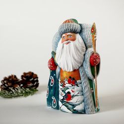 NEW 2020 Wooden Santa figure,Collectible Russian Santa 7 inch tall, Carved Santa