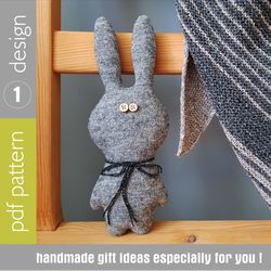 rag doll rabbit pdf sewing pattern and tutorial in english, stuffed animal pattern