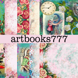 alice in wonderland, scrapbooking, digital paper, journal