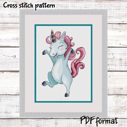 Unicorn embroidery pattern PDF, Rainbow Cross Stitch Unicorn Pattern, Baby Cross Stitch, Fantasy animal cross stitch