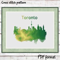 Toronto Cross Stitch Pattern, Modern Cross Stitch, Canada Cross Stitch, Watercolor Xstitch, City Cross Stitch Skyline
