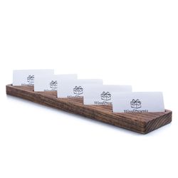 Multiple business card holder for men women Craft show display stand for business & greeting cards Wooden desk organizer