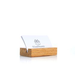 Wooden business card holder for desk Oak wood card stand Classic table card display Office desk accessories Gift for men