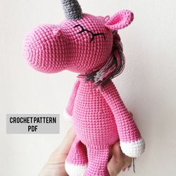 Crochet Unicorn pattern PDF | Plush sleepy toy for baby
