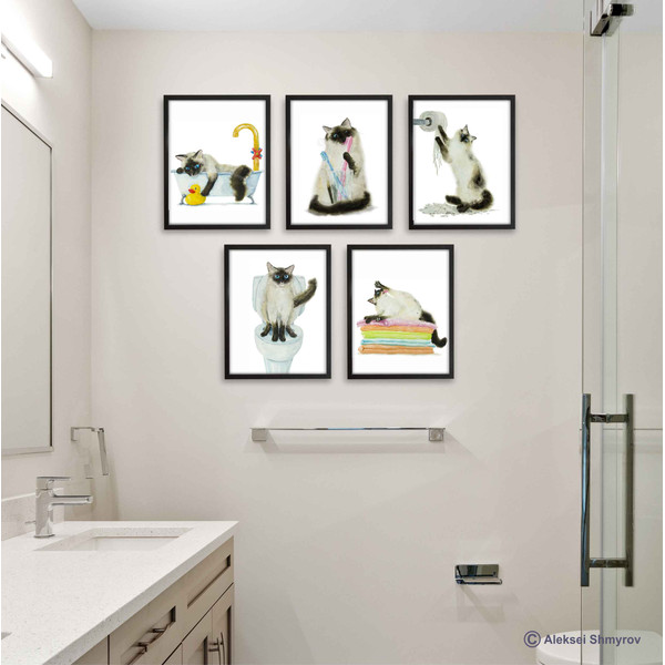 Cat Print Bathroom Decor Art Painting amaz-set-new-2.jpg