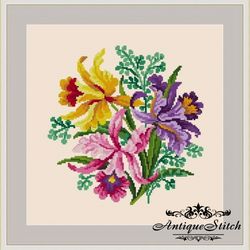 berlin woolwork bouquet 35 vintage cross stitch pattern pdf