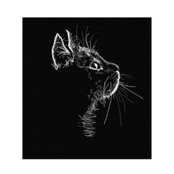 Cat. Silhouette of a cat. Black cat. Machine embroidery design. Animal. The head of a cat. Digital file