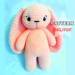 English Crochet pattern softy bunny, Crochet PATTERN bunny, From plush yarn, Amigurumi pattern,  Cute bunny Pattern