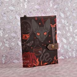 Sphynx cat notebook Witch journal Magic Sacred book Witchcraft Occult book Dark boho Witch spell book Spiritual grimoire