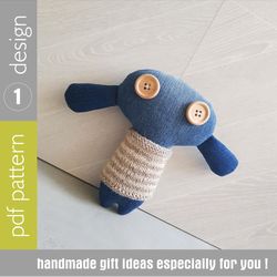Denim Rabbit sewing pattern PDF, striped sweater knitted pattern PDF, tutorial in English