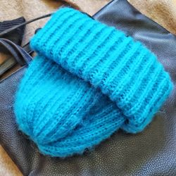 fluffy soft mohair handknit unisex hat one size blue knit hat fluffy hat women hats soft blue hat