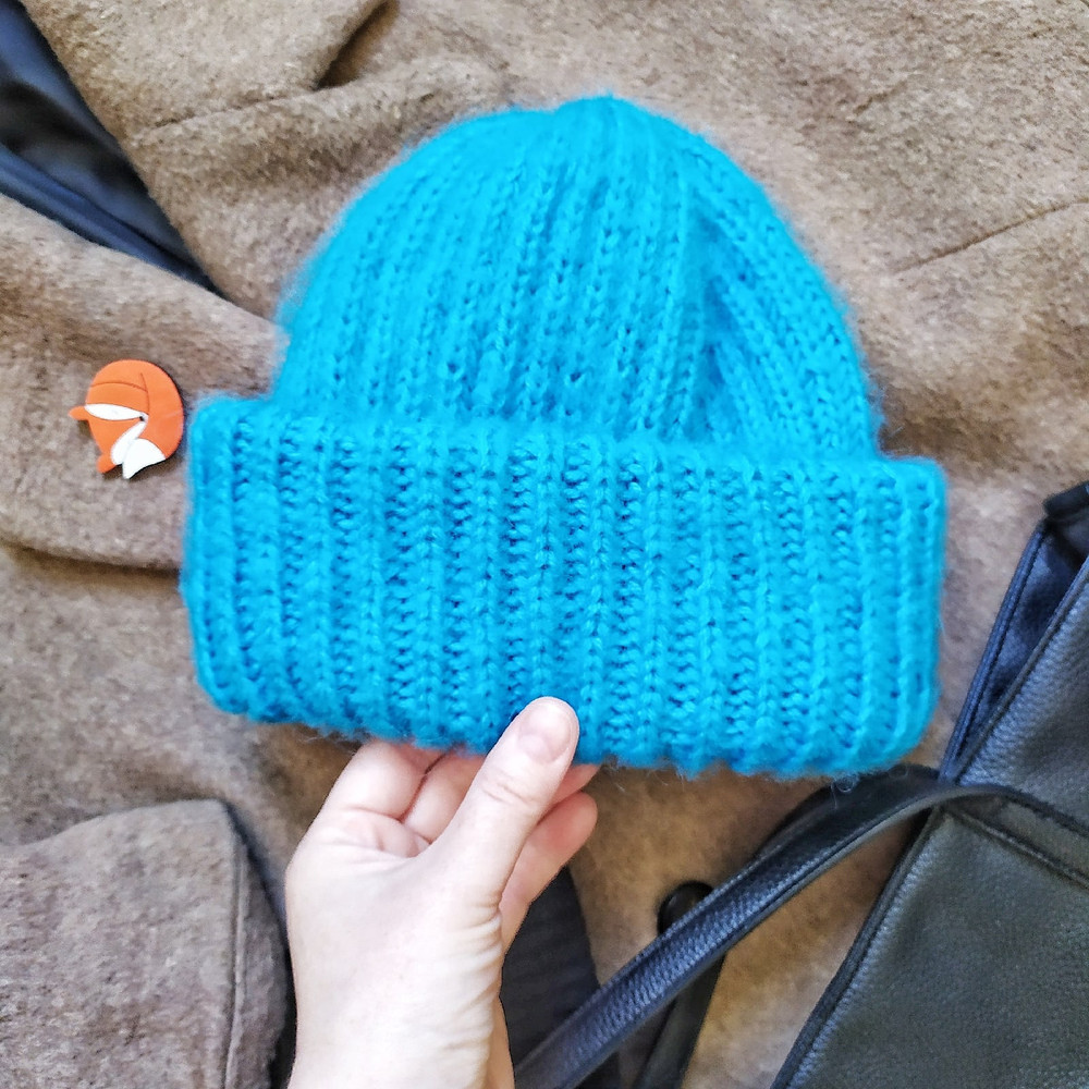 Fluffy soft mohair handknit unisex hat one size blue knit hat Fluffy hat Women hats Soft blue hat