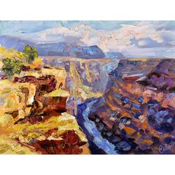 Grand Canyon Painting Arizona Original Art Colorado River America Artwork Impressionism Art Oil