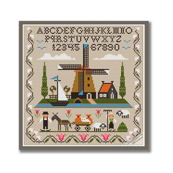 Primitive Cross Stitch Pattern Modern Folk Embroidery 5
