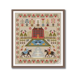 primitive cross stitch pattern modern folk embroidery 4