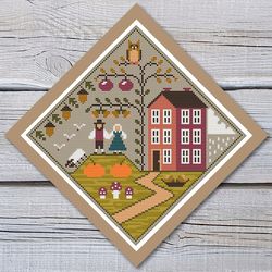 primitive cross stitch pattern modern folk embroidery 1