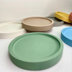 Concrete vanity tray | Round Jewelry Dish | Decorative candle tray | Small Decorative Coaster | Trinket Dish