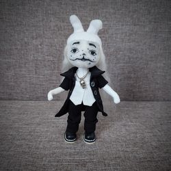 Creepy doll rabbit. Halloween decor. Creepy bunny. Art doll. Fabric doll.
