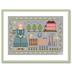 spring season cross stitch pattern modern folk embroidery 2