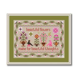 primitive cross stitch pattern modern folk embroidery