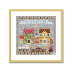 autumn season cross stitch pattern modern folk embroidery