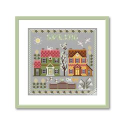 Spring Season Cross Stitch Pattern Modern Folk Embroidery