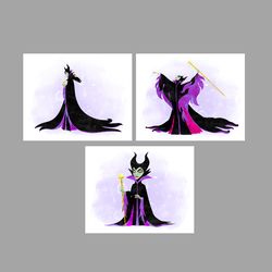 Maleficent  Set Disney Art Print Digital Files nursery room watercolor